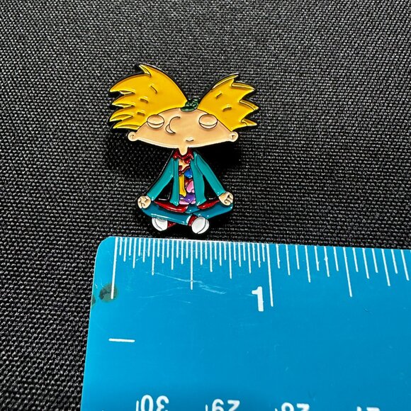 Hey Arnold Meditation Meditating Cartoon 90s Enamel Pin Button - Picture 3 of 3